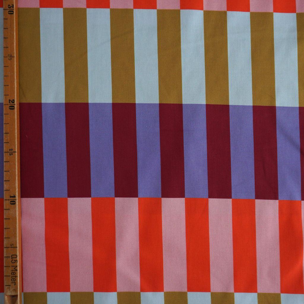 Baumwollstoff Motivdruck Blocks orange senfgelb weinrot